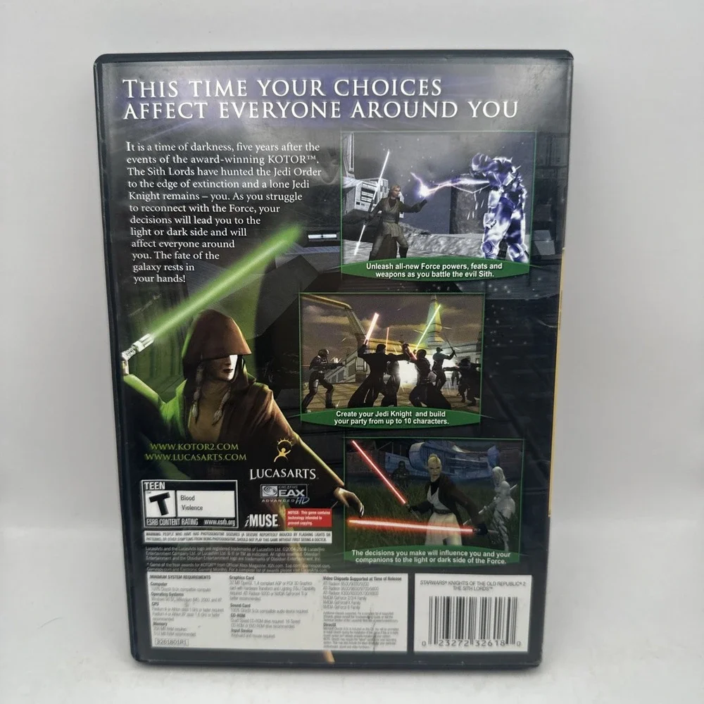 Star Wars Knights of the Old Republic II PC The Sith Lords LucasArts 4 Discs